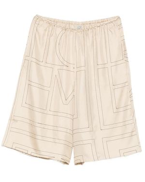 TOTEME Monogram-Embroidered Culottes - Natural