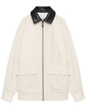 Anine Bing Holden Contrast-Collar Jacket - Natural
