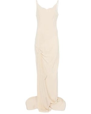 DE SANTIS Gathered Sleeveless Maxi Dress - White