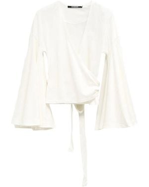 Jacquemus Long-Sleeved Tie Blouse - White