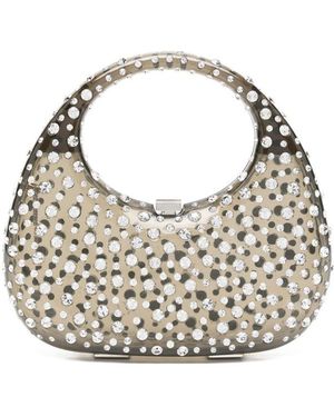 L'ALINGI Crystal-Embellished Top-Handle Clutch Bag - Metallic