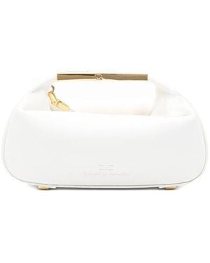 Elisabetta Franchi Logo-Plaque Clutch Bag - White