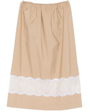 Carven Lace-Trim Midi Skirt - Natural