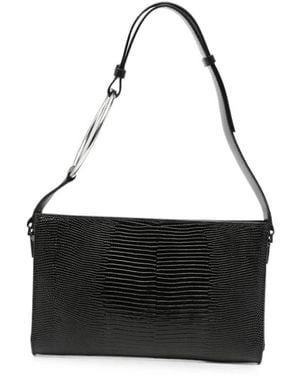 Dondup Ring-Handle Lizard-Effect Tote Bag - Black
