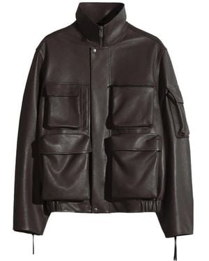 Lemaire Multi-Pocket Leather Jacket - Black