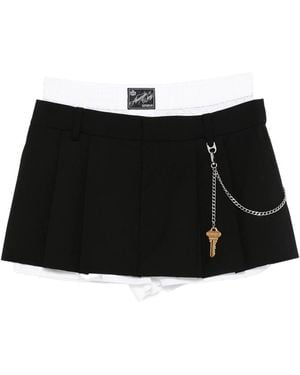 Alexander Wang Pleated Key-Detail Shorts - Black