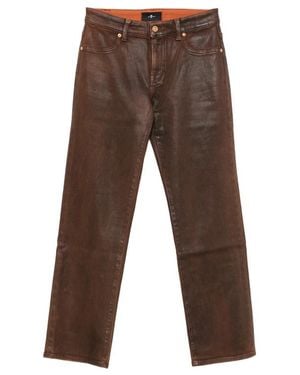 7 For All Mankind Leather Trousers - Brown