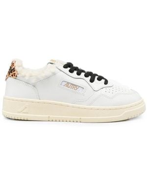 Autry Medalist Leopard-Print Trainers - White