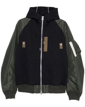 Sacai Paneled Zip-Fastening Jacket - Black