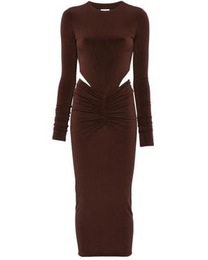 ANDAMANE Heloise Cut-Out Ruched Midi Dress - Brown