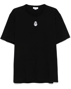 McQueen Skull-Flocked T-Shirt - Black