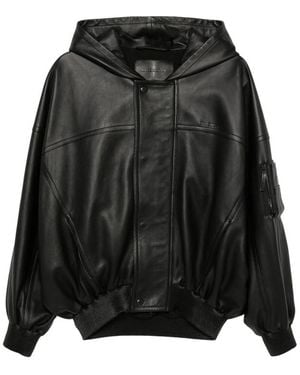 Balenciaga Hooded Leather Jacket - Black
