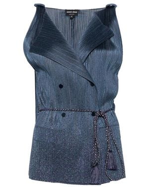Giorgio Armani Sleeveless Plissé Waistcoat - Blue