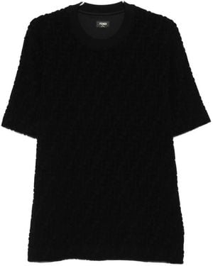 Fendi Textured Crew-Neck T-Shirt - Black