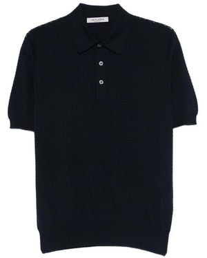 Fileria Textured Button Polo Shirt - Blue