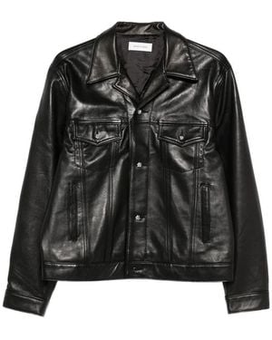 Ernest W. Baker Multiple-Pockets Buttoned Leather Jacket - Black