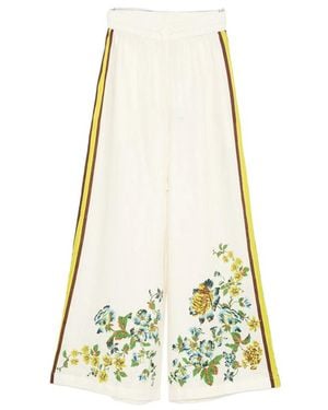 ALÉMAIS Phyllis Floral-Print Striped Palazzo Trousers - Yellow