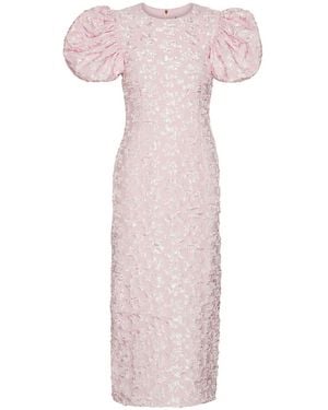 ROTATE BIRGER CHRISTENSEN Puff-Sleeve Jacquard Maxi Dress - Pink