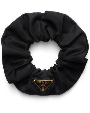 Prada Triangle-Logo Re-Nylon Scrunchie - Black