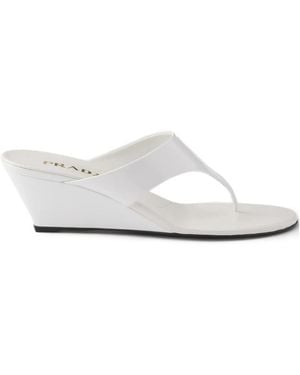 Prada Patent Leather Wedge Thong Sandals 55 - White