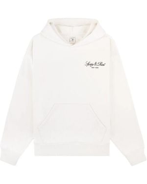 Sporty & Rich Vendome Script Pouch Hoodie - White