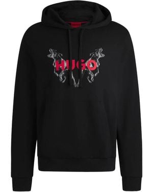 HUGO Logo-Print Hoodie - Black