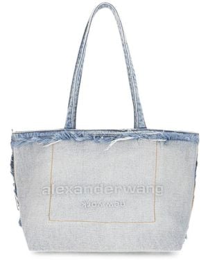 Alexander Wang Logo-Embossed Frayed Tote Bag - Grey