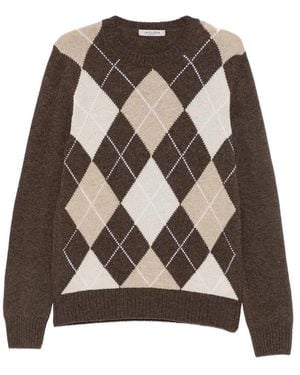 La Fileria Argyle-Knit Jumper - Brown