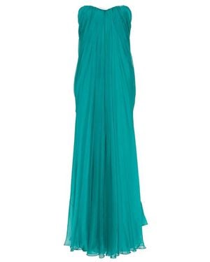 McQueen Strapless Draped Maxi Dress - Blue