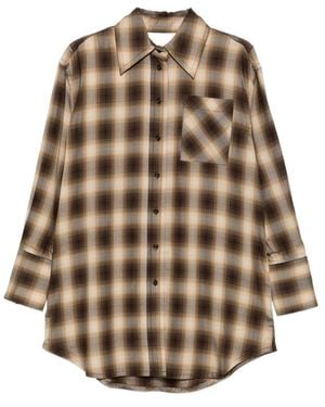 Co. Plaid-Print Oversized Shirt - Brown