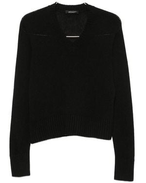 Aragona V-Neck Ribbed-Trim Sweater - Black