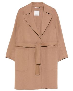 Max Mara Velo Belted Notch-Lapel Coat - Brown