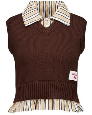 Charles Jeffrey V-Neck Cropped Vest Shirt - Brown