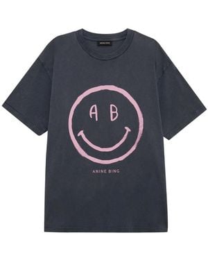 Anine Bing Cade Smiley T-Shirt - Blue