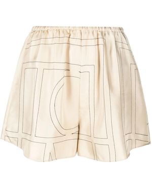 TOTEME Monogram Silk Shorts - Natural