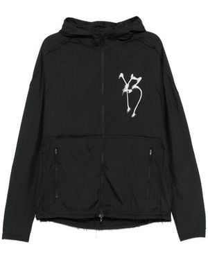 Y-3 Graphic-Print Hooded Jacket - Black