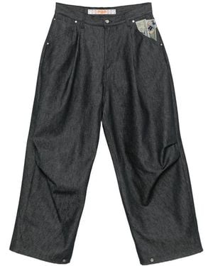 PDF Pleated Wide-Leg Jeans - Gray