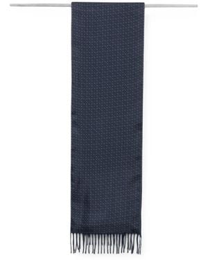 Ferragamo Geometric-Print Fringed Scarf - Blue