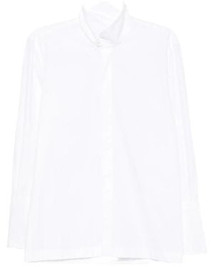 Thelatest Edith High-Neck Long-Sleeve Shirt - White