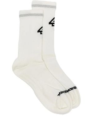 Represent Logo-Intarsia Ribbed-Knit Socks - White