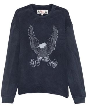 One Of These Days Eagle-Print Waffle-Knit Long-Sleeve T-Shirt - Blue