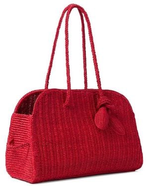 Jacquemus Turismo Raffia Tote Bag - Red
