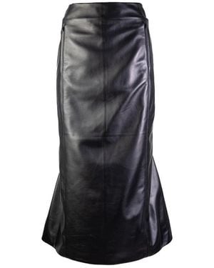 Alaïa Leather Panelled Midi Skirt - Black