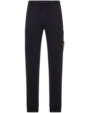 Stone Island Patch-Pocket Cotton Track Trousers - Blue