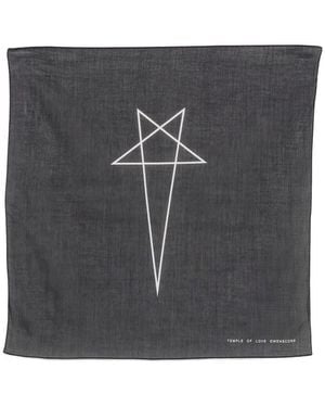 Rick Owens Pentagram Logo-Print Scarf - Grey