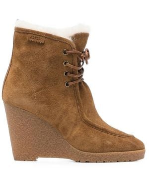 Isabel Marant Cylia Lace-Up Wedge Ankle Boots - Brown