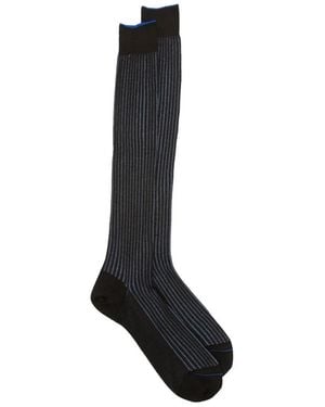 ANT45 Menfi Long Ribbed Vertical-Stripe Socks - Black