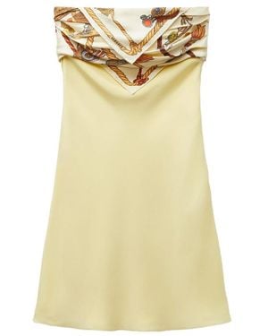 Versace Silk-Twill Scarf-Overlay Mini Dress - Yellow