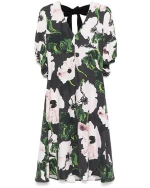 Stine Goya Umber Windflower Volume-Sleeves Midi Dress - Green