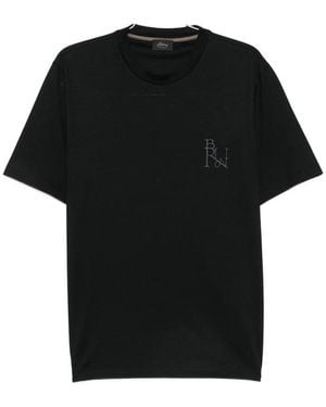 Brioni Logo-Embroidered T-Shirt - Black